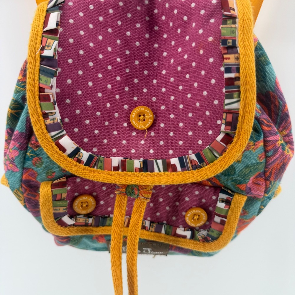 Matilda Jane Girls Floral Polka Dot Mini Backpack Book Print Trim 28805A Teal